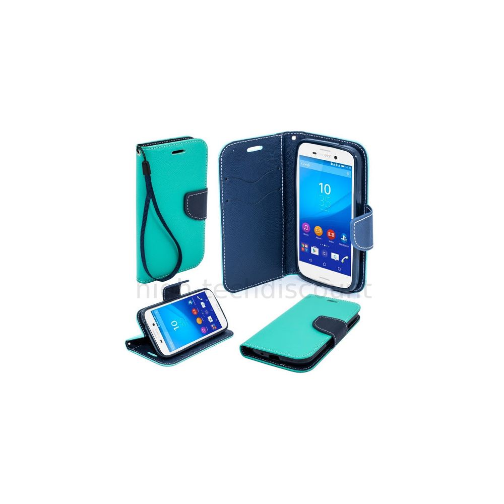 Htdmobiles - Housse etui coque pochette portefeuille pour Sony Xperia Z5 + film ecran - BLEU / BLEU - Autres accessoires smartphone