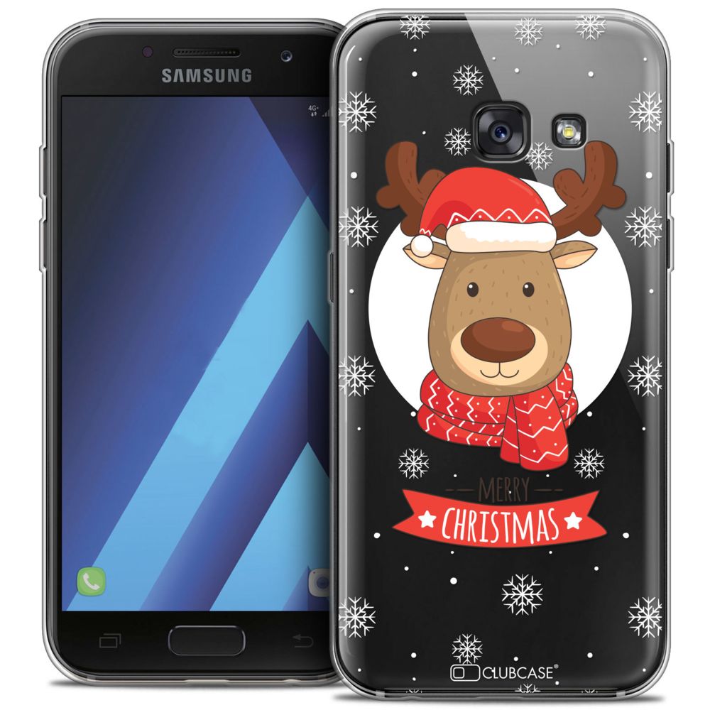 Caseink - Coque Housse Etui Samsung Galaxy A7 2017 A700 (5.7 ) [Crystal Gel HD Collection Noël 2017 Design Cerf à Echarpe - Souple - Ultra Fin - Imprimé en France] - Coque, étui smartphone