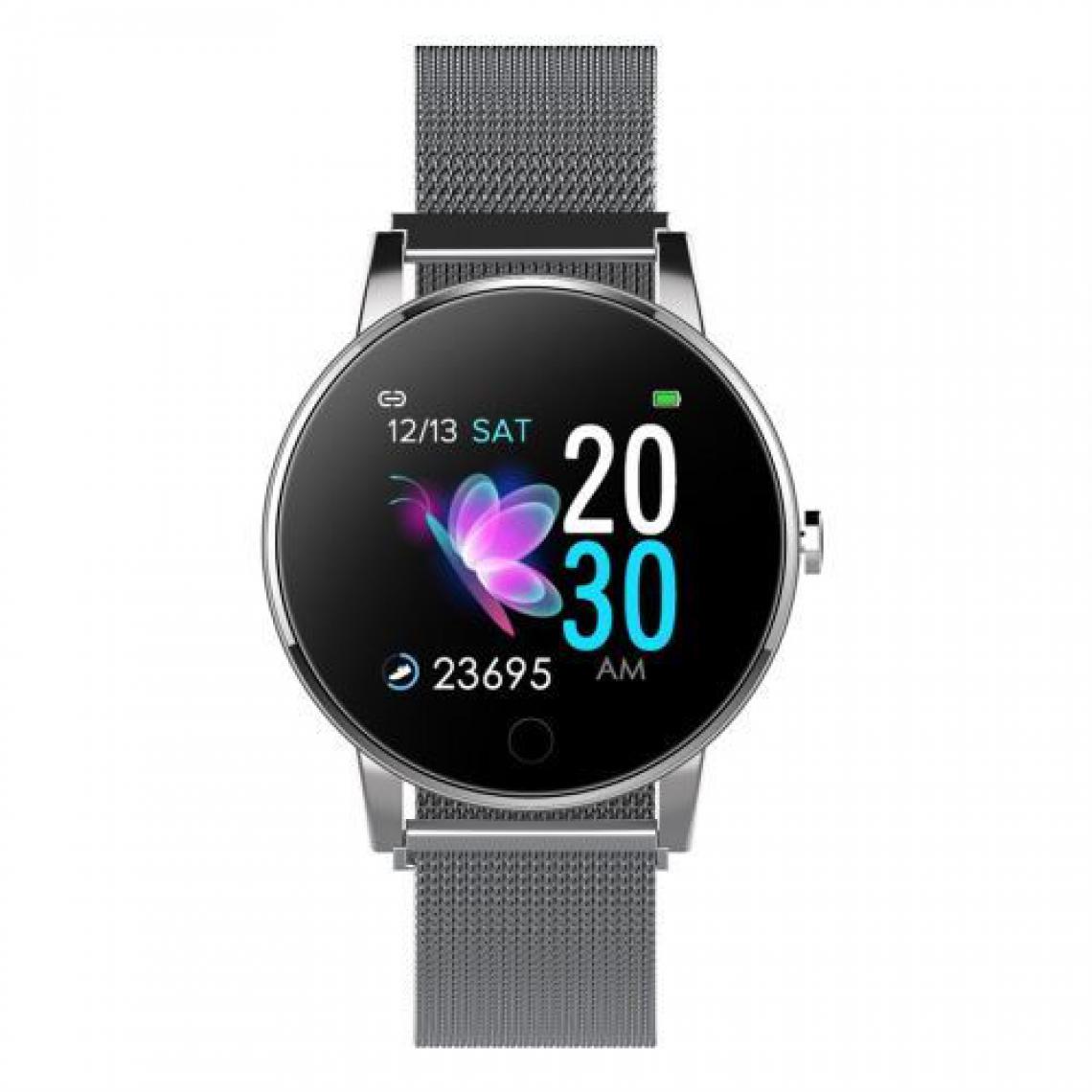 Chrono - Y9 Montre Intelligente Ip67 Étanche Body Slim Métal Milanais Bracelet Smartwatch(Argent) - Montre connectée