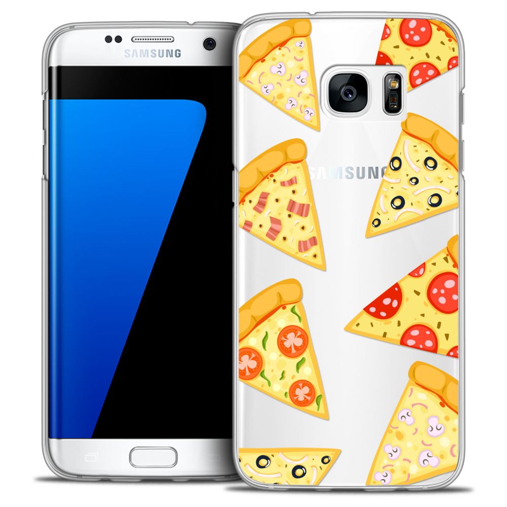Caseink - Coque Housse Etui Samsung Galaxy S7 Edge [Crystal HD Collection Foodie Design Pizza - Rigide - Ultra Fin - Imprimé en France] - Coque, étui smartphone