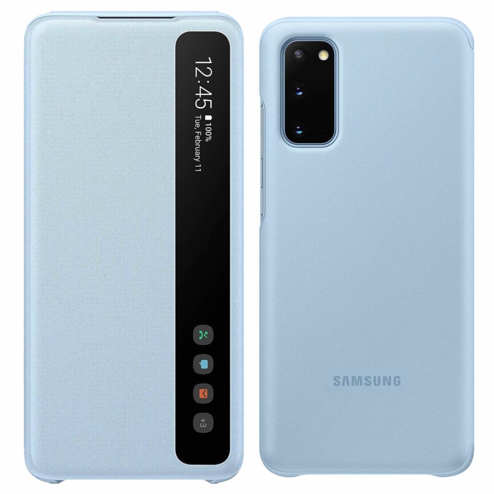 Samsung - Étui Galaxy S20 Rabat Translucide Smart Clear View Original Samsung Bleu ciel - Coque, étui smartphone