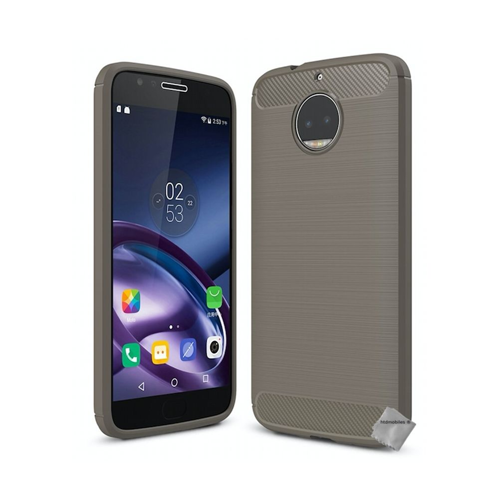 Htdmobiles - Housse etui coque silicone gel carbone pour Motorola Moto G5s Plus + verre trempe - GRIS - Autres accessoires smartphone
