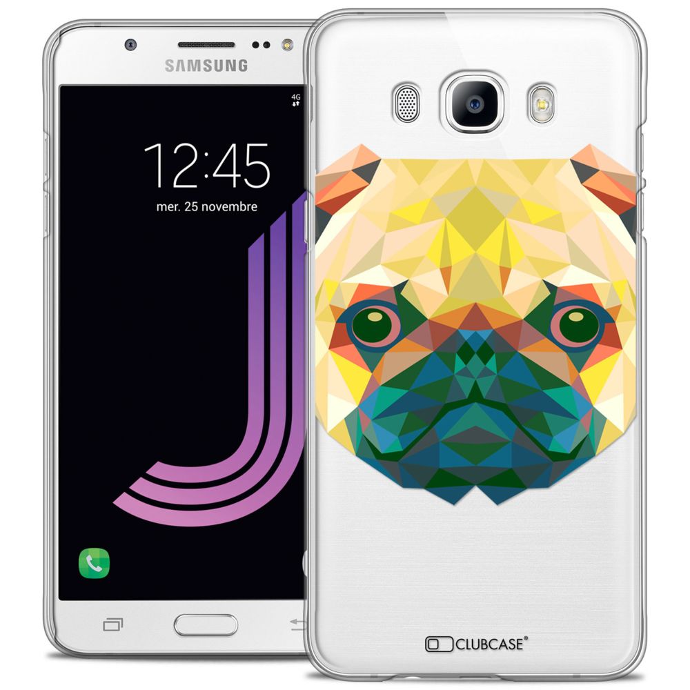 Caseink - Coque Housse Etui Samsung Galaxy J7 2016 (J710) [Crystal HD Polygon Series Animal - Rigide - Ultra Fin - Imprimé en France] - Chien - Coque, étui smartphone
