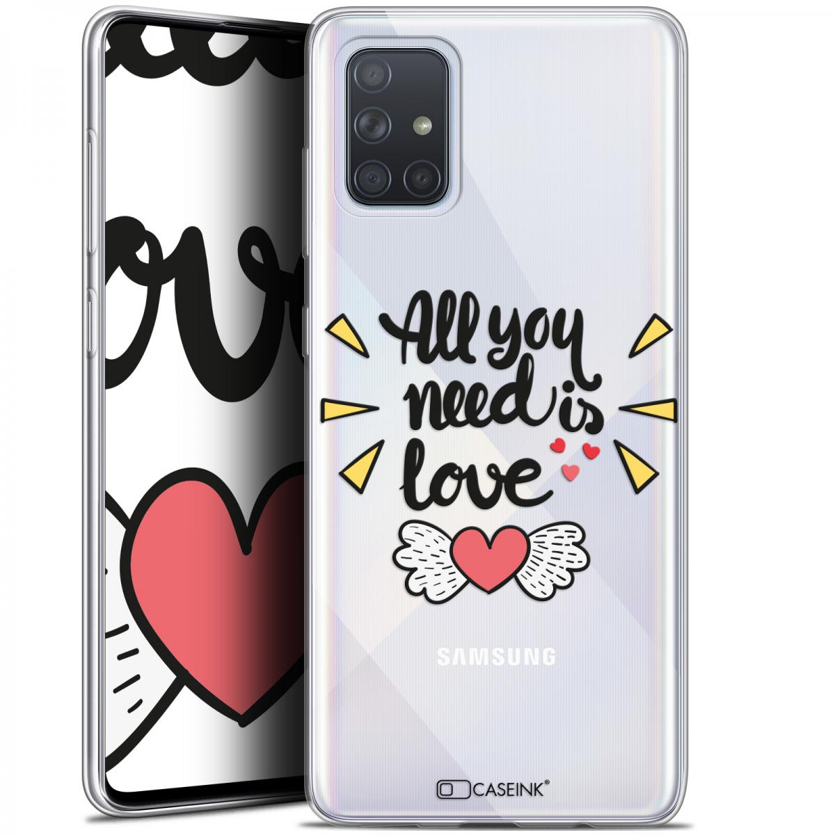 Caseink - Coque Pour Samsung Galaxy A71 (A715) (6.7 ) [Gel HD Collection Love Saint Valentin Design All U Need Is - Souple - Ultra Fin - Imprimé en France] - Coque, étui smartphone
