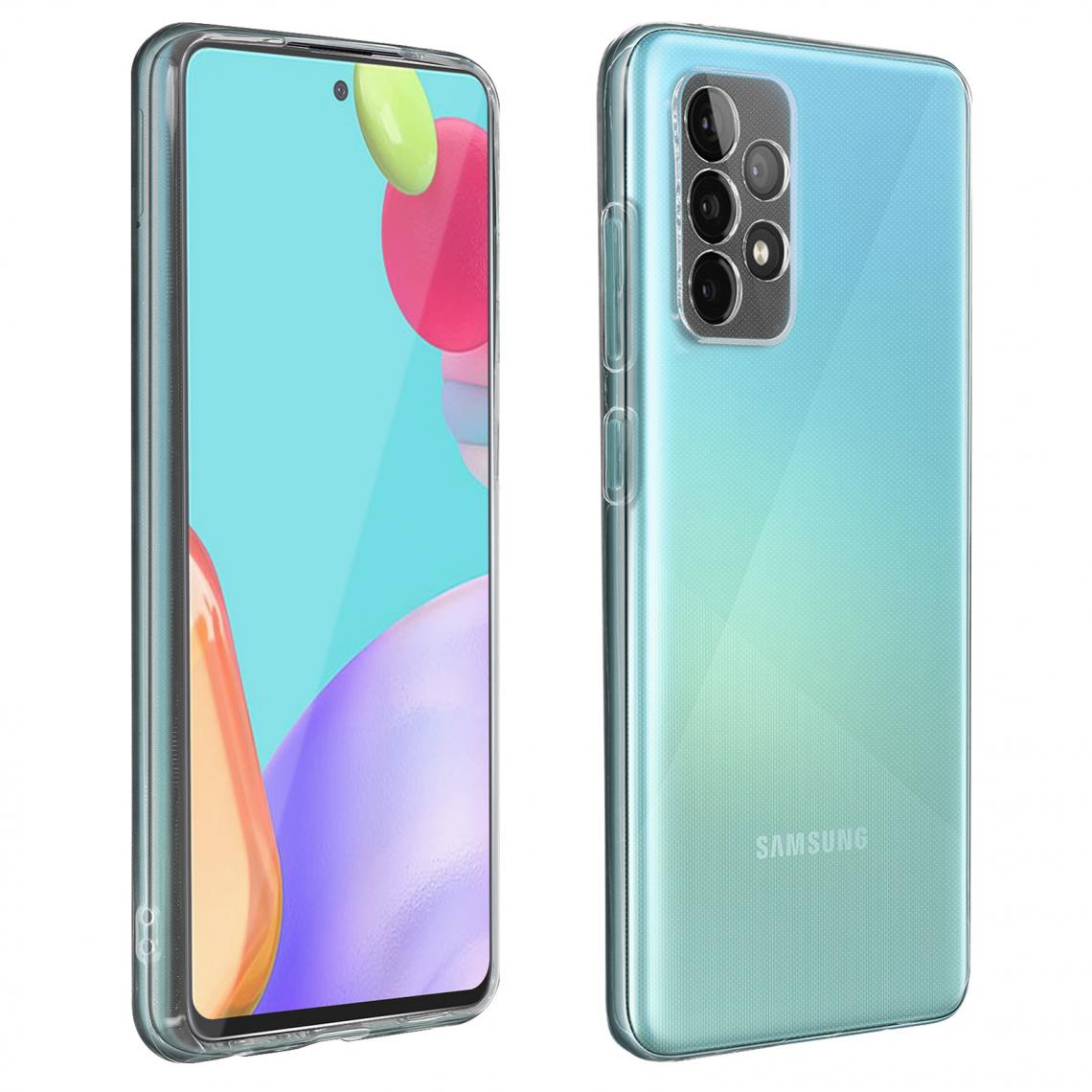 Avizar - Coque Samsung Galaxy A52 Souple et Film Verre Trempé Dureté 9H transparent - Coque, étui smartphone