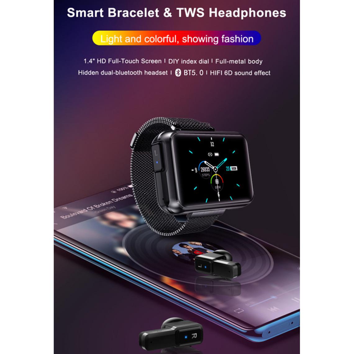 Smart - Montre d'appel avec casque Bluetooth TWS deux-en-un intelligente - Montre connectée