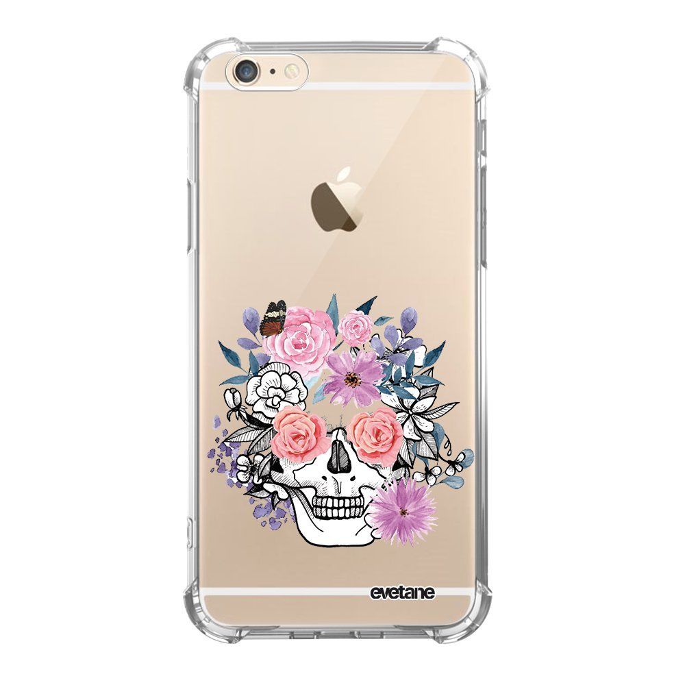 Evetane - Coque iPhone 6/6S anti-choc souple avec angles renforcés transparente Crâne floral Evetane - Coque, étui smartphone