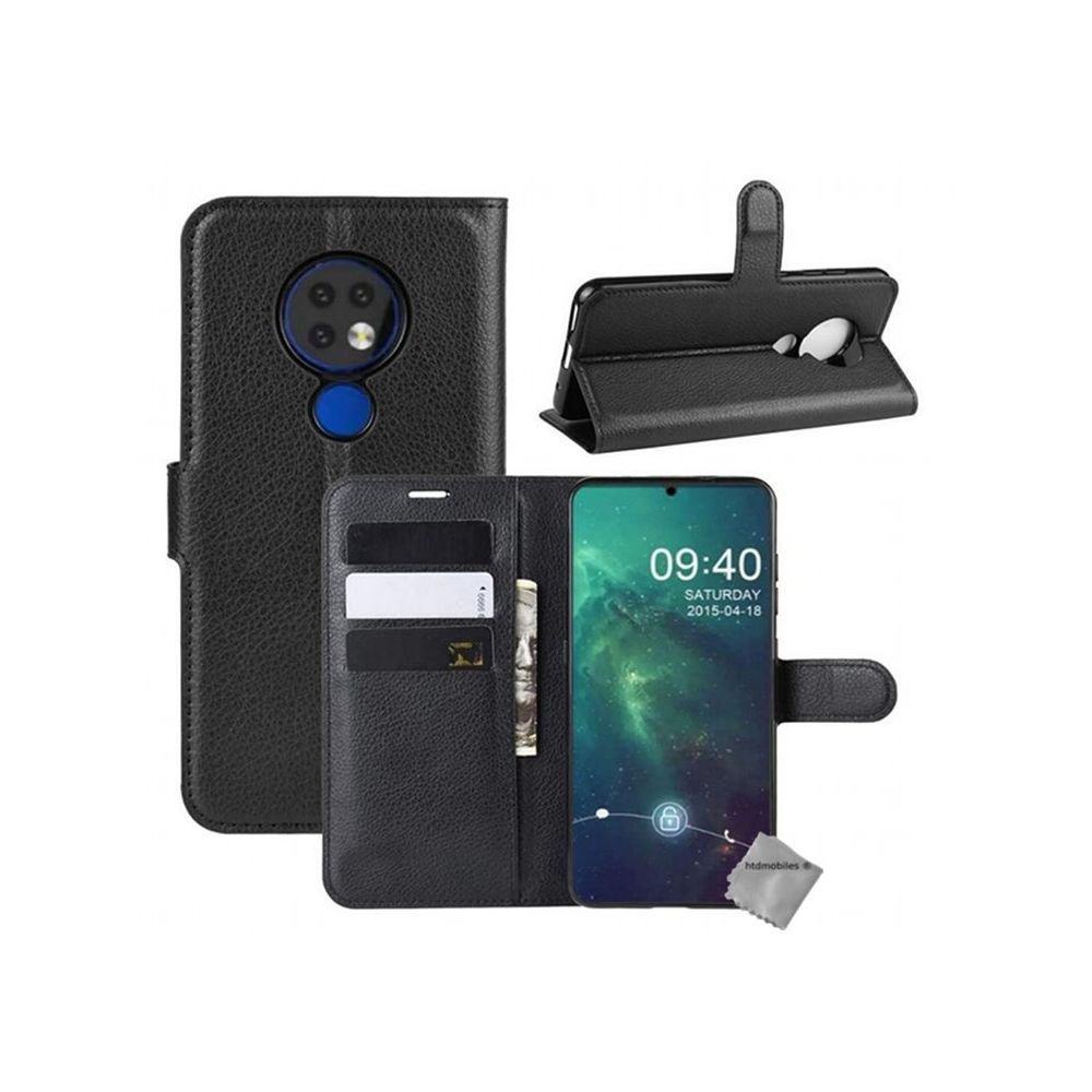 Htdmobiles - Housse etui coque pochette portefeuille pour Nokia 7.2 + verre trempe - NOIR / NOIR - Autres accessoires smartphone