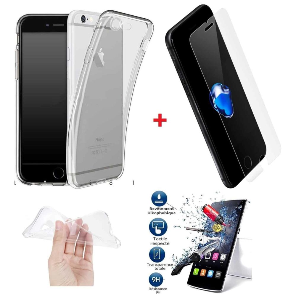 Ipomcase - Coque transparente pour iPhone 7,iPhone 8,iPhone SE 2020 avec Protection d'écran en Verre Trempé - Coque, étui smartphone