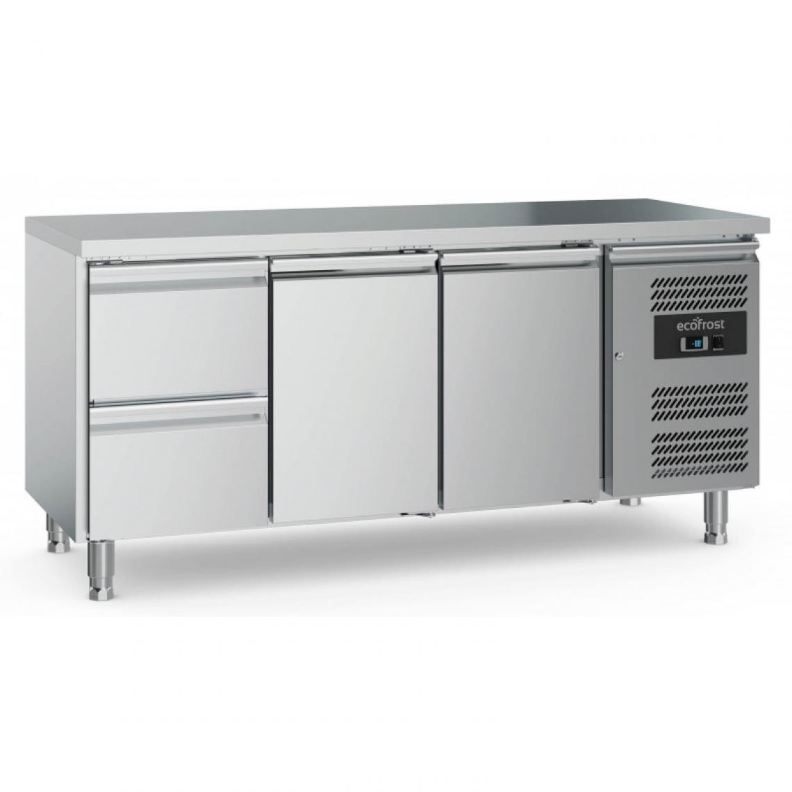Combisteel - Table réfrigérée positive 400 LTR - Avec 2 Portes et 2 Tiroirs - Combisteel - R290Rvs Aisi 2012 PortesPleine - Réfrigérateur américain
