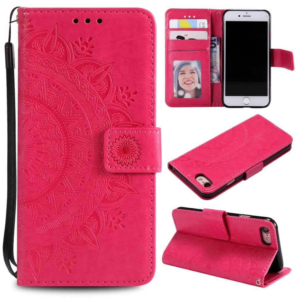 marque generique - Etui en PU fleur avec support rose pour votre Apple iPhone 7/8 4.7 pouces - Coque, étui smartphone