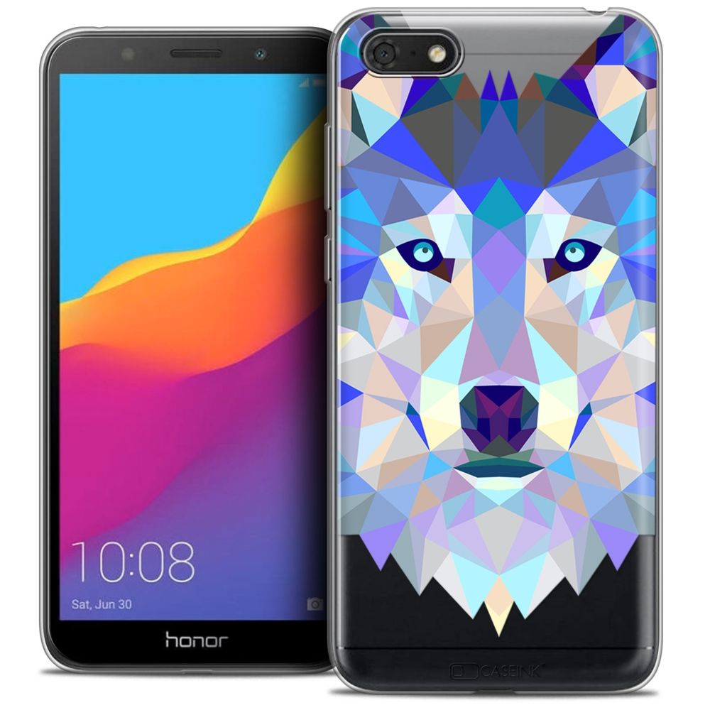 Caseink - Coque Housse Etui Huawei Y5 2018 (5.4 ) [Crystal Gel HD Polygon Series Animal - Souple - Ultra Fin - Imprimé en France] Loup - Coque, étui smartphone
