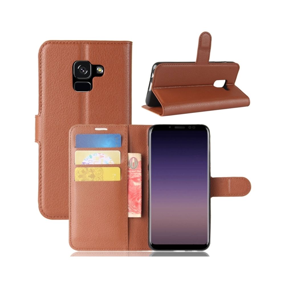 Wewoo - Housse Étui brun pour Samsung Galaxy A5 2018 / A530F Litchi Texture à rabat horizontal en cuir avec support et fentes cartes porte-monnaie - Coque, étui smartphone