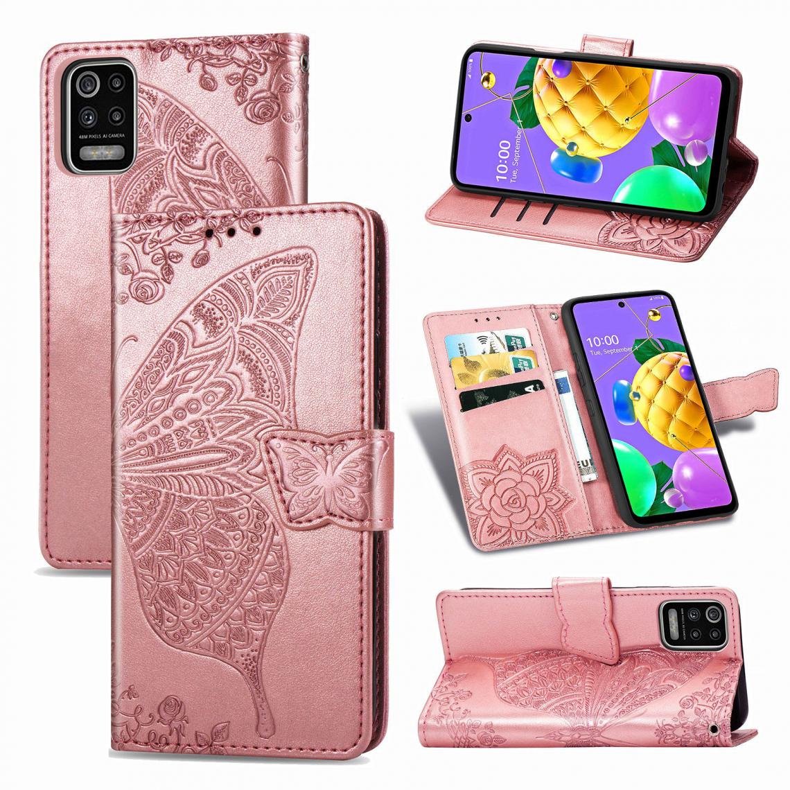 OtterBox - LG K52 Housse Etui Coque de protection type portefeuille Papillon [Or Rose] - Coque, étui smartphone