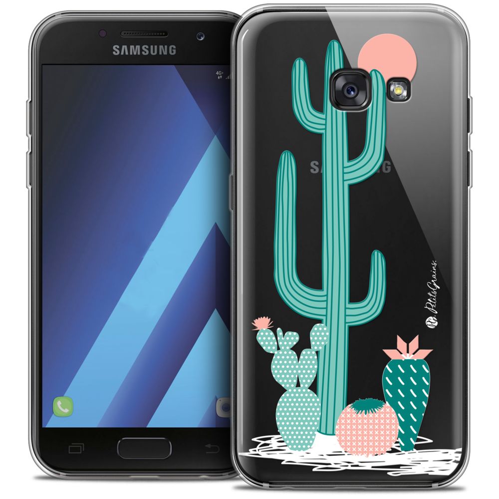Caseink - Coque Housse Etui Samsung Galaxy A7 2017 A700 (5.7 ) [Crystal Gel HD Collection Petits Grains ? Design A l'Ombre des Cactus - Souple - Ultra Fin - Imprimé en France] - Coque, étui smartphone