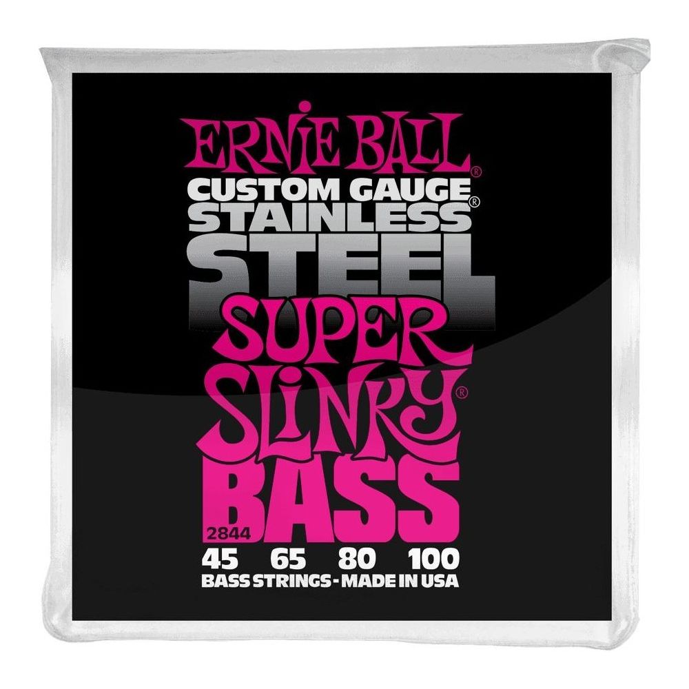 Ernie Ball - Ernie Ball 2844 - Jeu de cordes basse Super Slinky Stainless Steel - 45-100 - Accessoires instruments à cordes