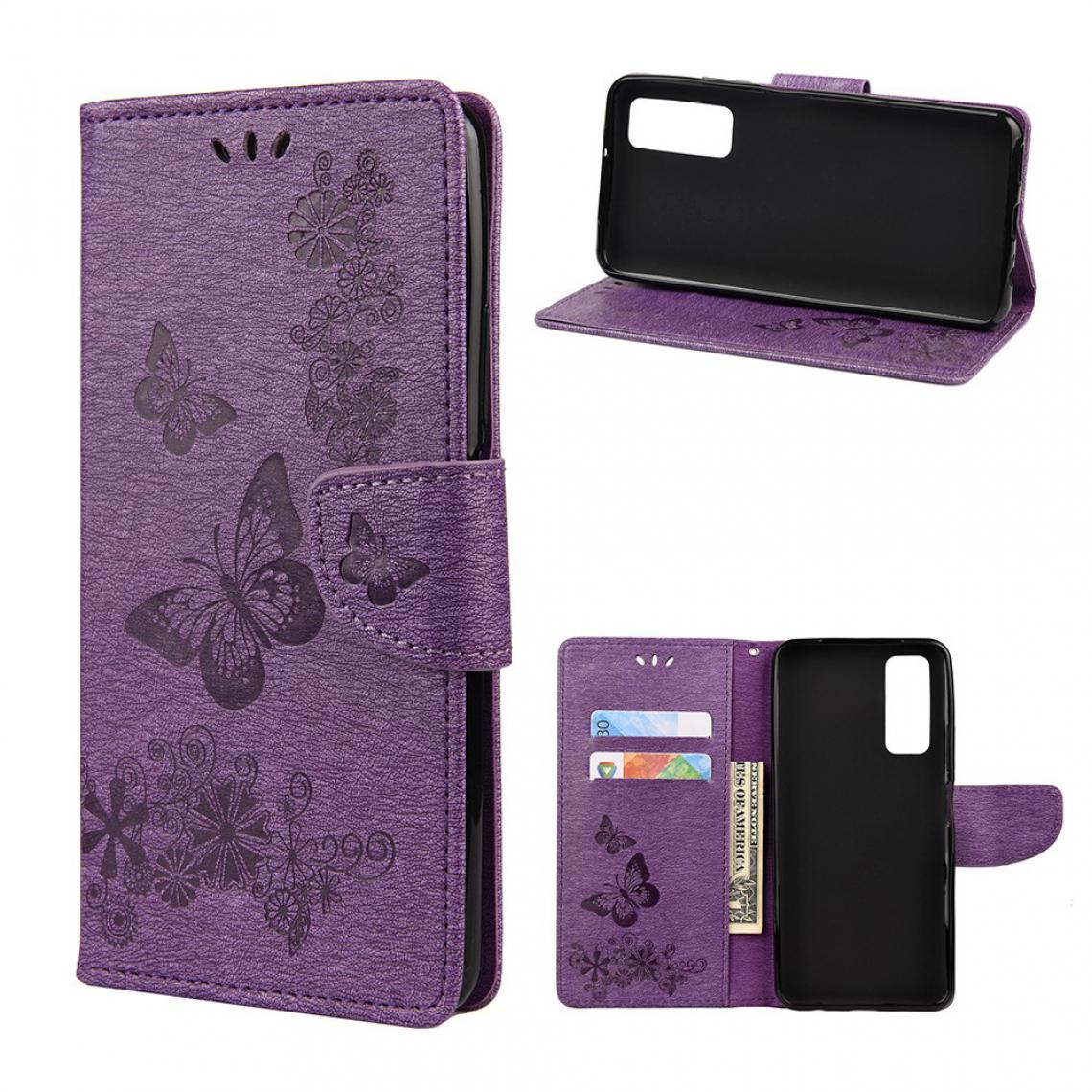 Other - Etui en PU impression de motif papillon violet pour votre Huawei P smart 2021 - Coque, étui smartphone