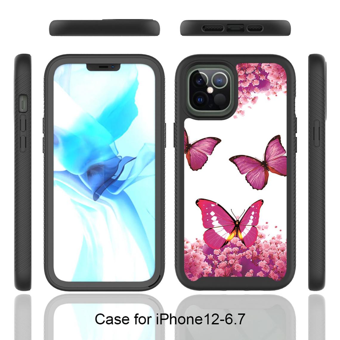 OtterBox - iPhone 12 Pro Max Housse Etui Coque de protection (3 in 1) [Rose Papillon] - Coque, étui smartphone