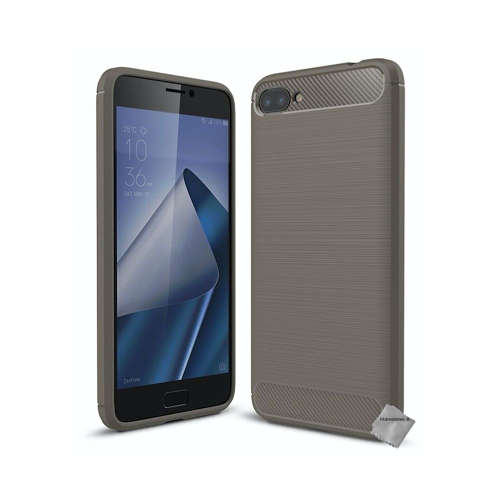 Htdmobiles - Housse etui coque silicone gel carbone pour Asus Zenfone 4 Max Pro ZC554KL + film ecran - GRIS - Autres accessoires smartphone