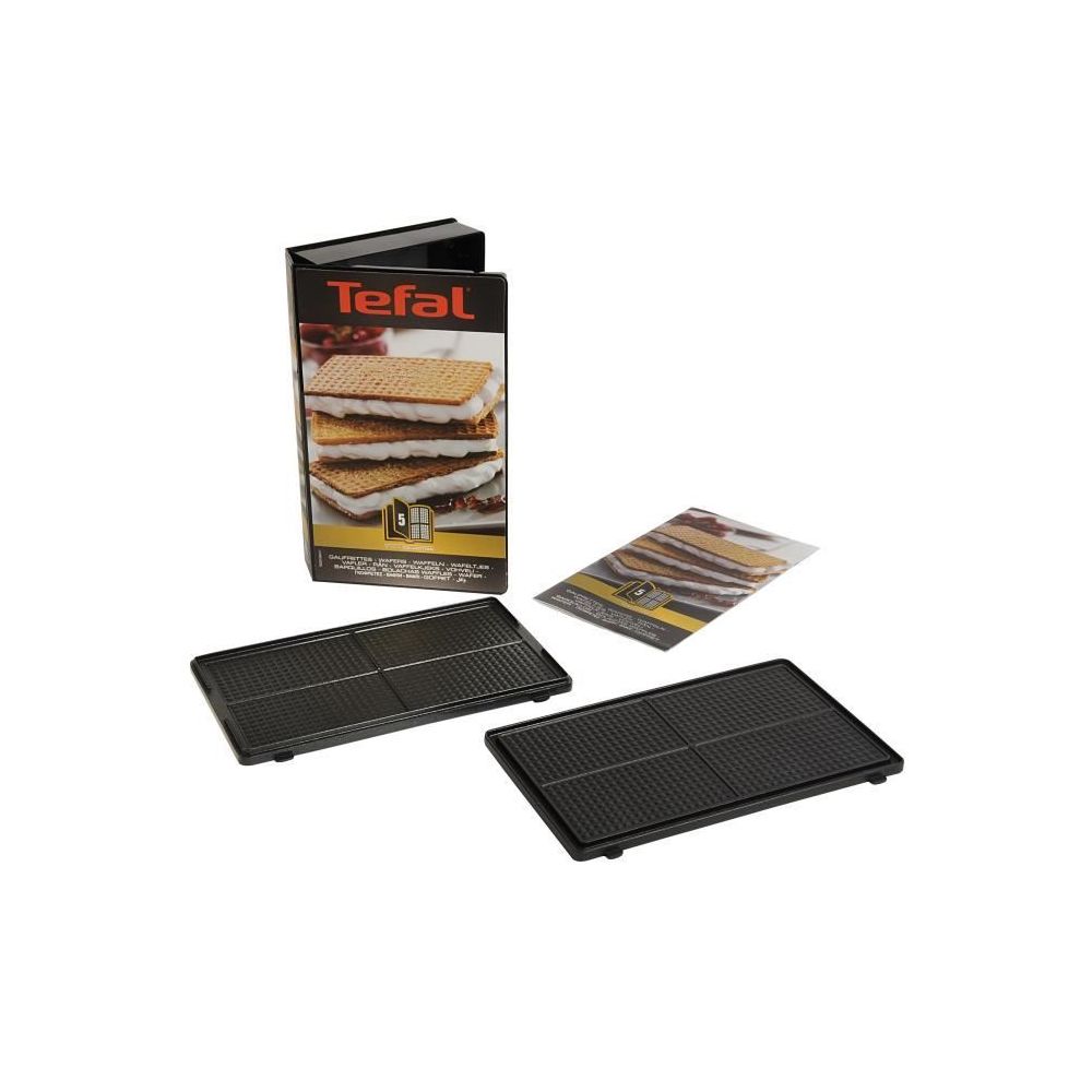 Tefal - Coffret 2 plaques gaufrettes + Livre de recettes XA800512 - Gaufrier, croque-monsieur