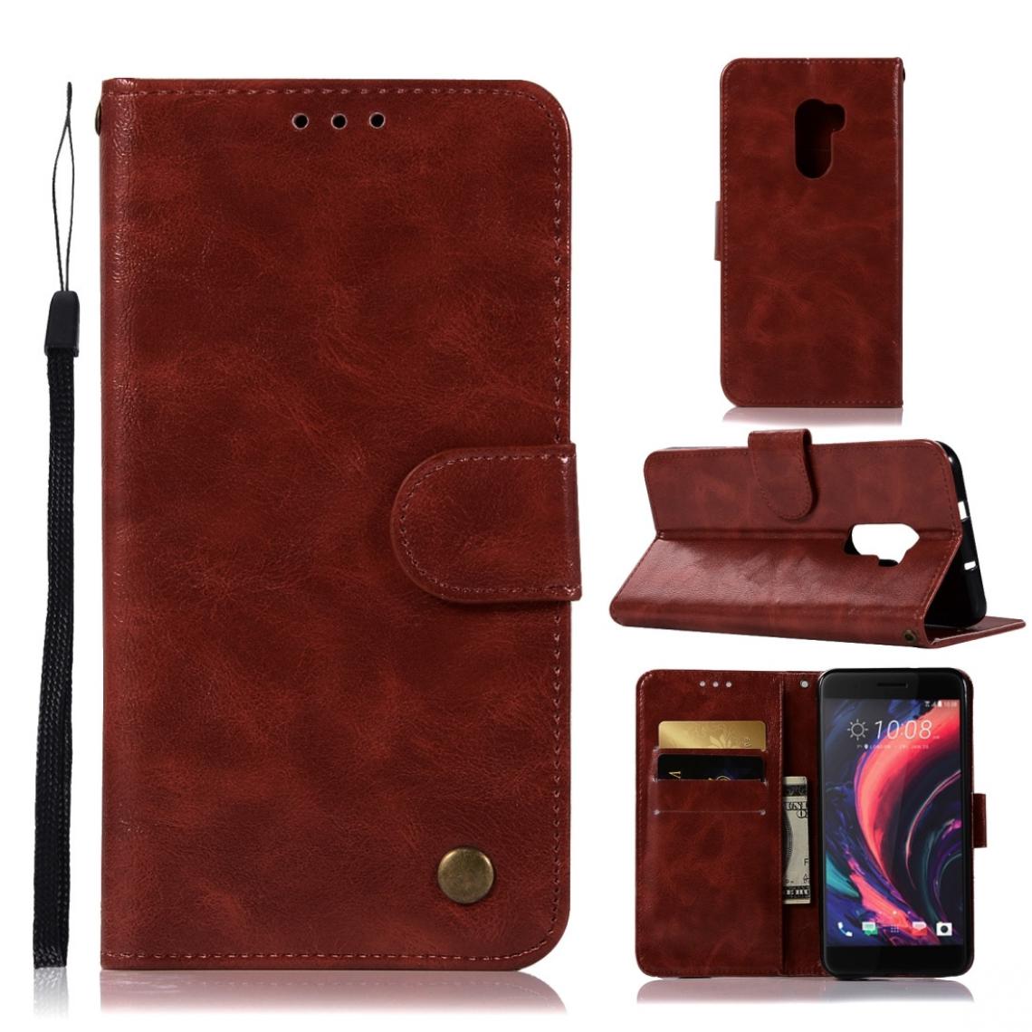 Wewoo - Housse Coque Pour HTC X10 Retro Boucle de Cuivre Crazy Horse Horizontal Flip en cuir avec support et emplacements cartes et portefeuille et lanière Vin rouge - Coque, étui smartphone