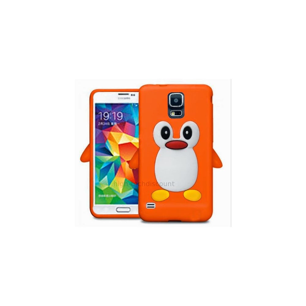 Htdmobiles - Housse etui coque silicone gel pour Samsung i9600 Galaxy S5 + film ecran - ORANGE PINGOUIN - Autres accessoires smartphone