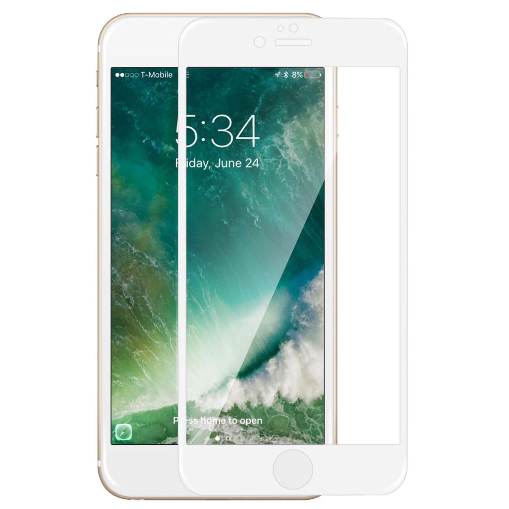Avizar - Film verre trempé bords biseutés blanc Apple iPhone 6 plus / 6s plus - Protection écran smartphone