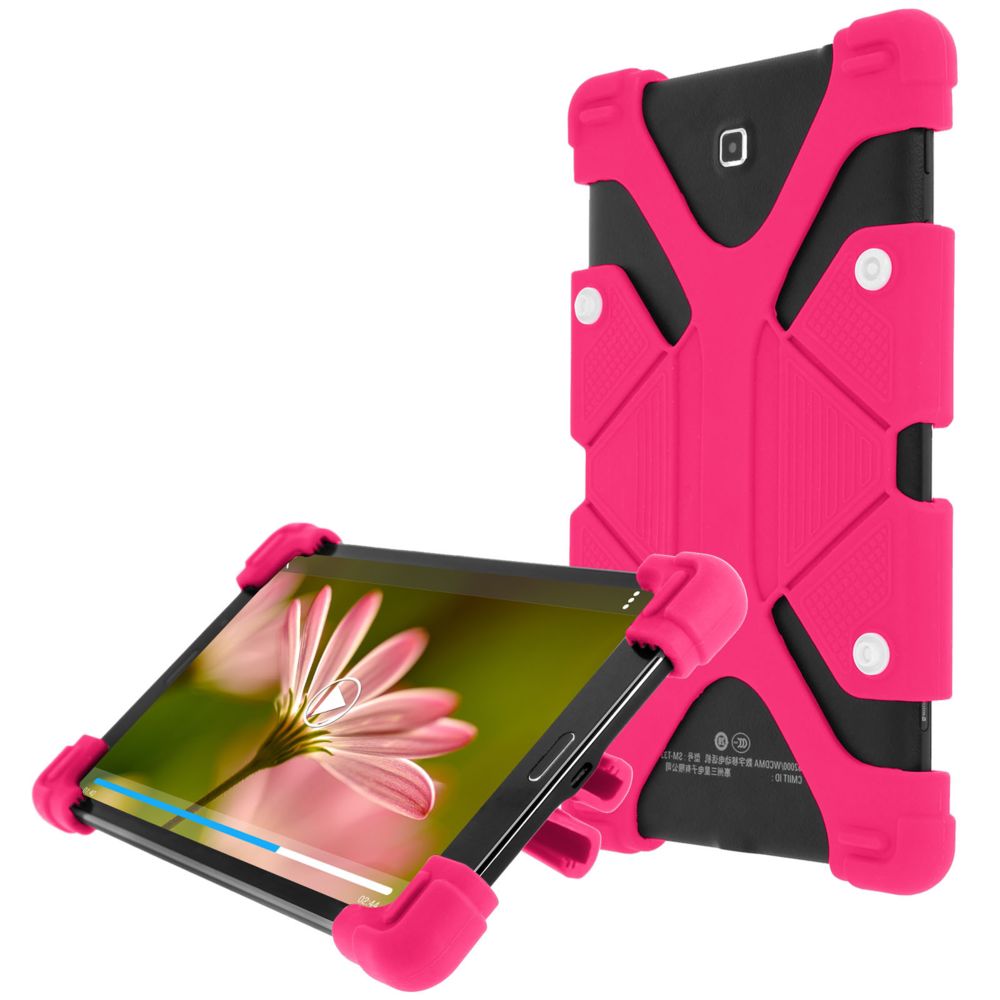 Avizar - Coque tablette 8.9 à 12 pouces Universel Bumper Silicone Gel rose Mode Support - Coque, étui smartphone