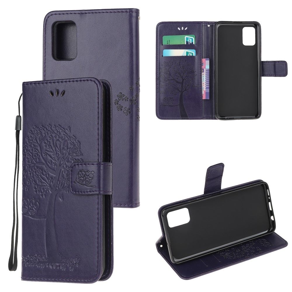 Generic - Etui en PU chouette avec support violet foncé pour votre Samsung Galaxy A91/S10 Lite/M80s - Coque, étui smartphone