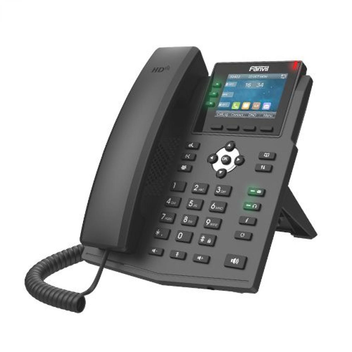Inconnu - Fanvil X3U téléphone fixe Noir 6 lignes LCD Wifi - Téléphone fixe-répondeur