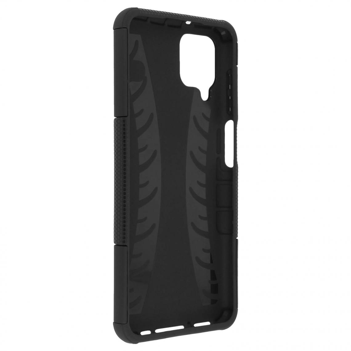 Avizar - Coque Samsung Galaxy A12 Protection Bi-matière avec Béquille Support Noir - Coque, étui smartphone