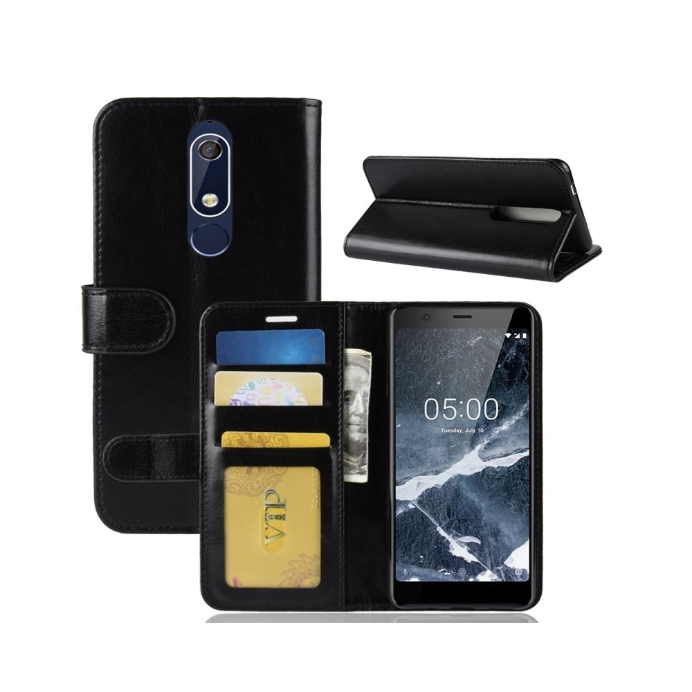 Wewoo - Housse Etui en cuir horizontal avec texture PU + TPU pour Nokia 5.1, porte-monnaie & fentes cartes noir - Coque, étui smartphone