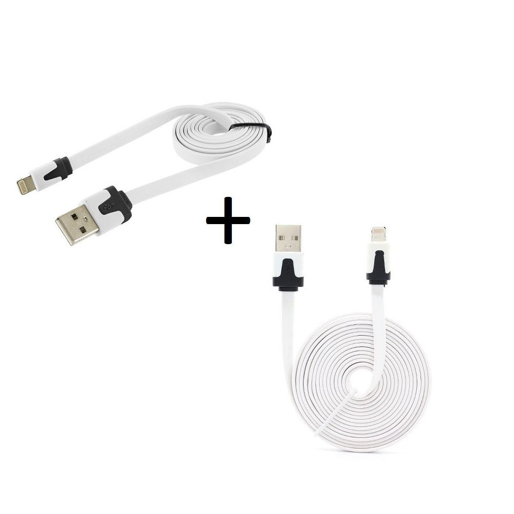 Shot - Pack Chargeur pour IPOD Nano Lightning (Cable Noodle 3m + Cable Noodle 1m) USB APPLE IOS - Chargeur secteur téléphone