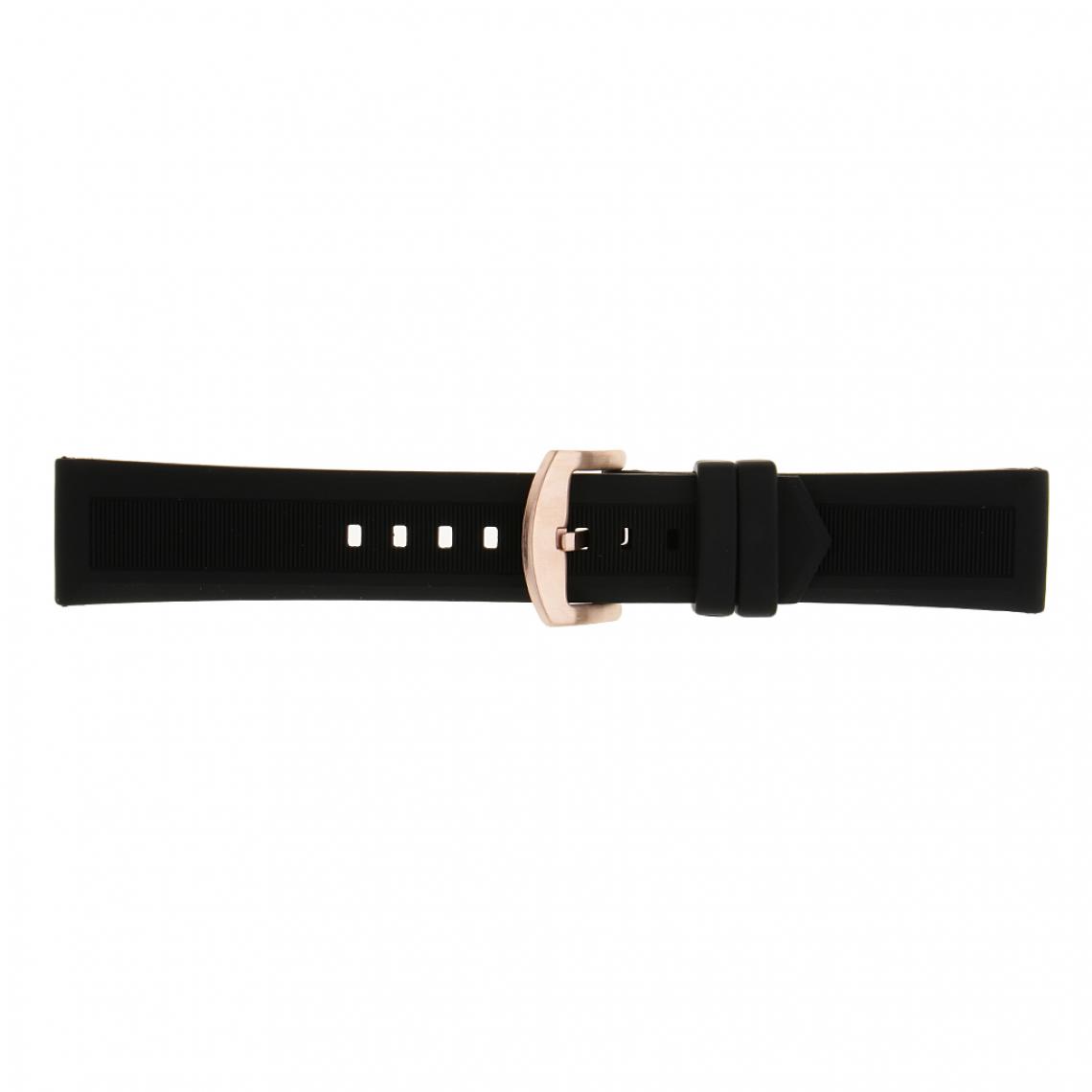 marque generique - bracelet en caoutchouc de silicone noir de remplacement bracelet de montre 24mm argent - Accessoires montres connectées