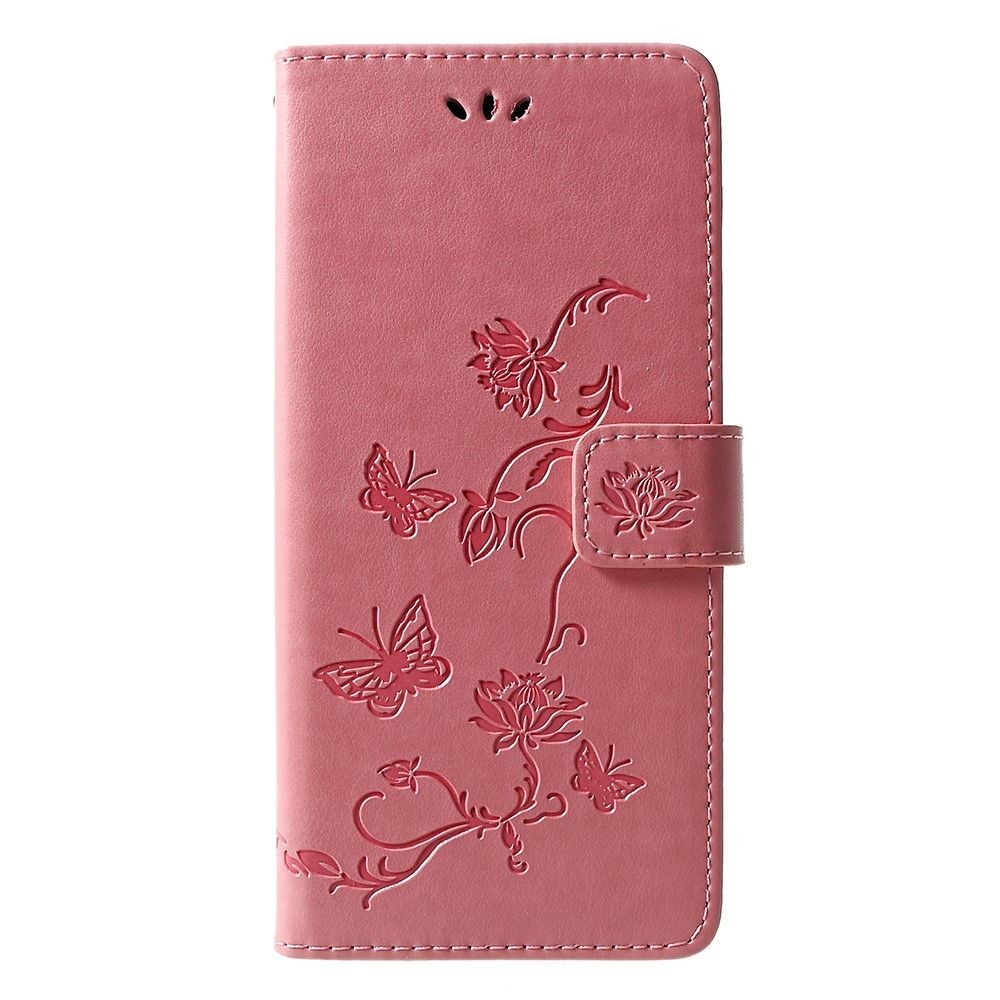 marque generique - Etui en PU fleur papillon rose pour votre Samsung Galaxy J6 Plus/J6 Prime - Autres accessoires smartphone