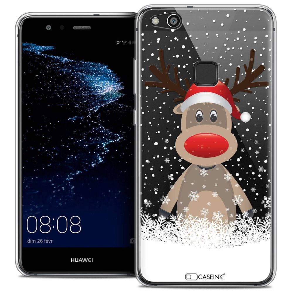 Caseink - Coque Housse Etui Huawei P10 LITE (5.2 ) [Crystal Gel HD Collection Noël 2017 Design Cerf au Bonnet - Souple - Ultra Fin - Imprimé en France] - Coque, étui smartphone