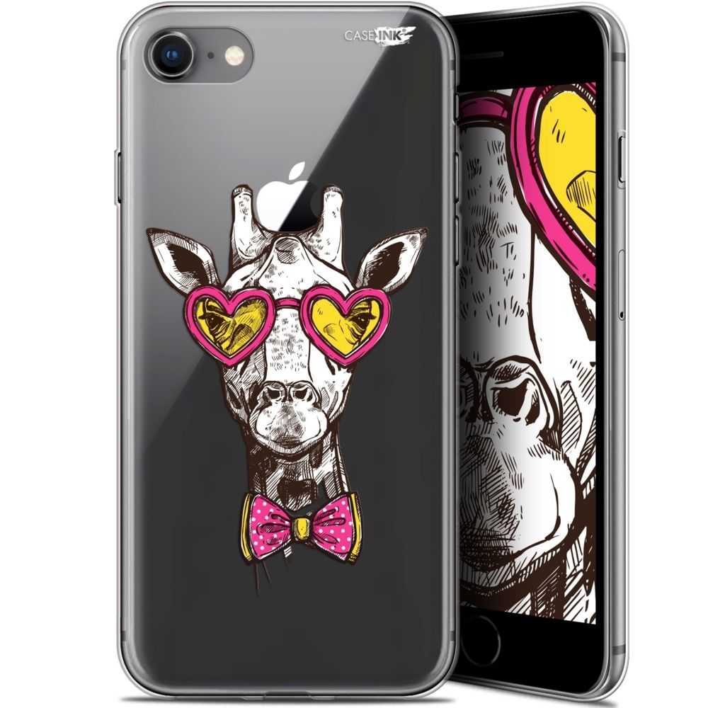 Caseink - Coque arrière Apple iPhone 7/8 (4.7 ) Gel HD [ Nouvelle Collection - Souple - Antichoc - Imprimé en France] Hipster Giraffe - Coque, étui smartphone