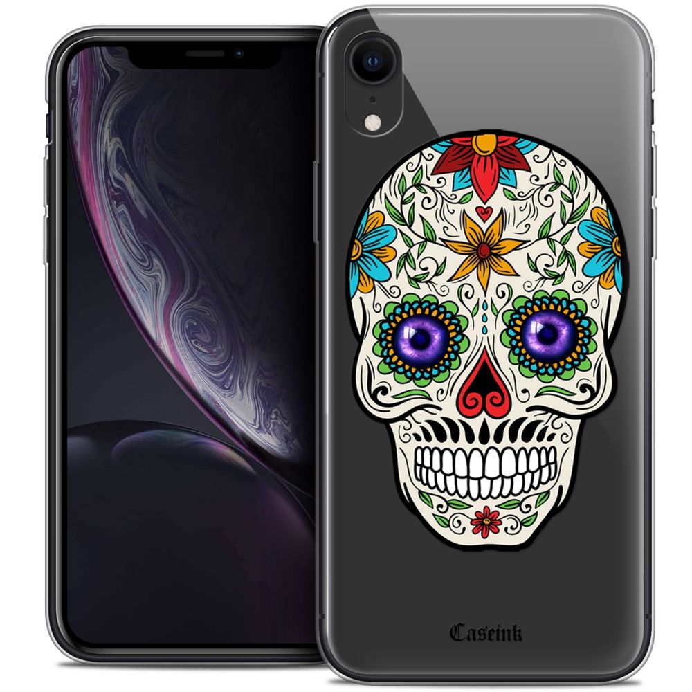 Caseink - Coque Housse Etui Apple iPhone Xr (6.1 ) [Crystal Gel HD Collection Skull Design Maria's Flower - Souple - Ultra Fin - Imprimé en France] - Coque, étui smartphone