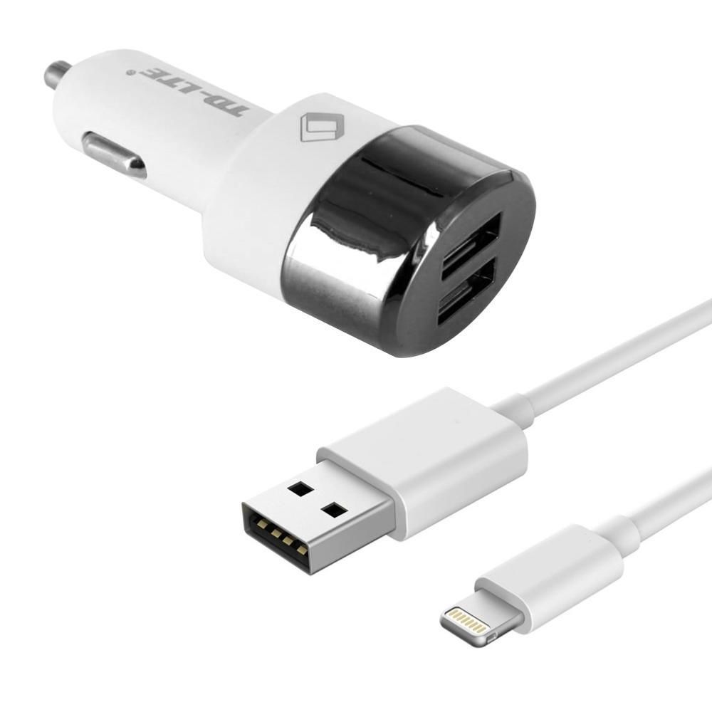 Inexstart - Chargeur Rapide Voiture Blanc Allume Cigare Double USB 2.4A 12V-24V pour Apple iPhone 8 Plus - Support téléphone pour voiture