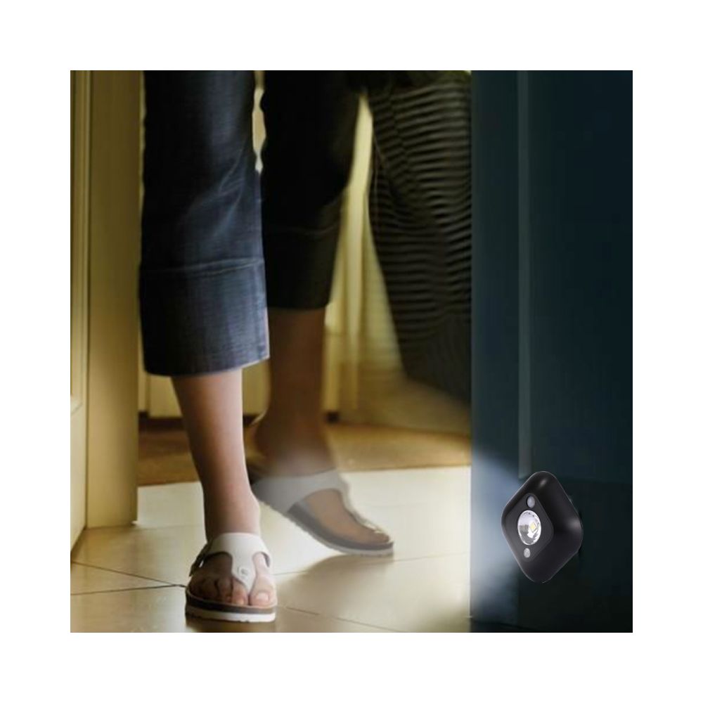 Wewoo - LED détecteur de mouvement noir pour Armoires / Chambre à coucher / Salle de Bain / Salon, Distance du Capteur: 2-3m 0.2W Lumière Blanche Mini Corps Humain Induction Plafond Nuit Porche Appliques - Lampe connectée