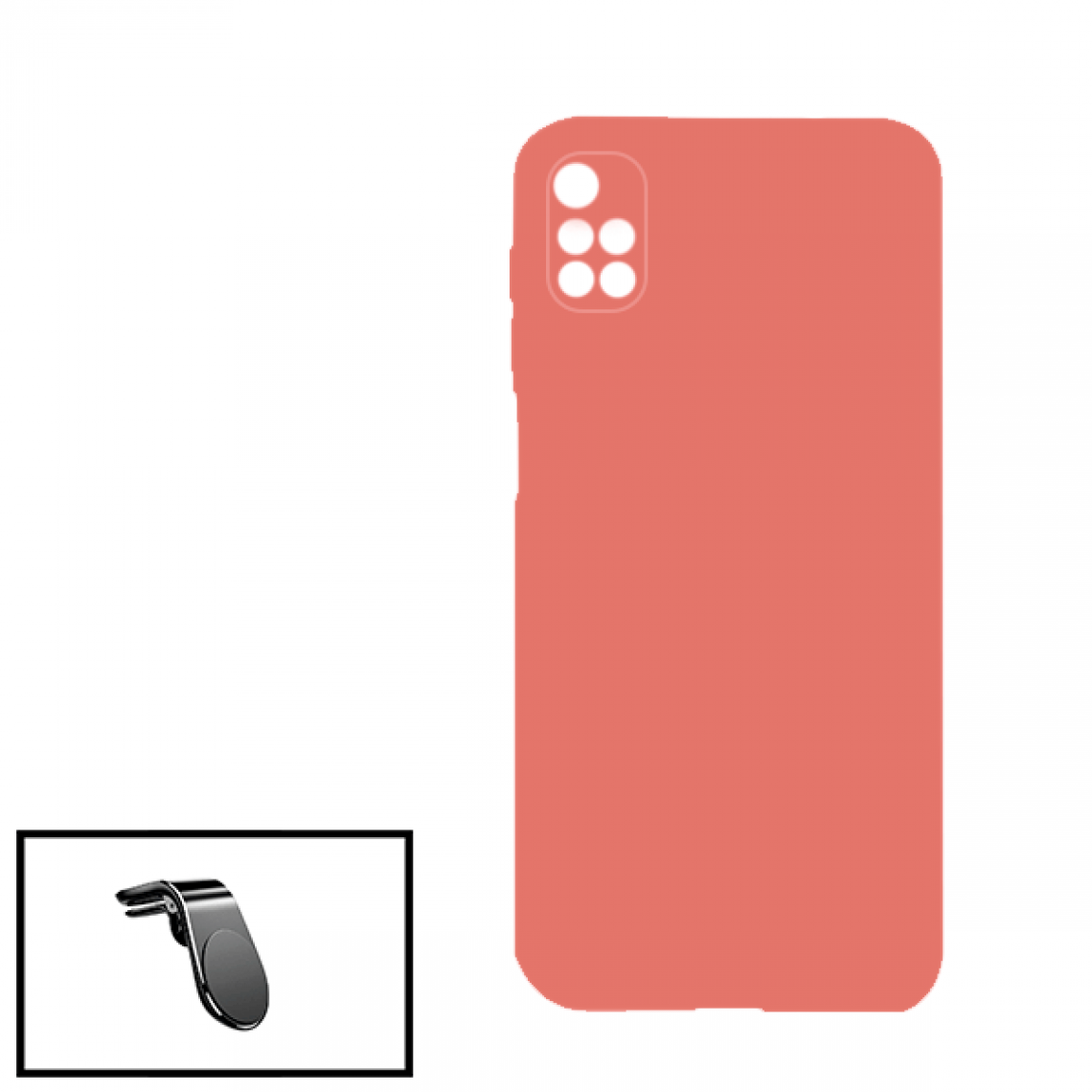 Phonecare - Kit Support Magnétique L Conduite en toute sécurité + Coque en Silicone Liquide pour Xiaomi Redmi 10 - Rose - Coque, étui smartphone
