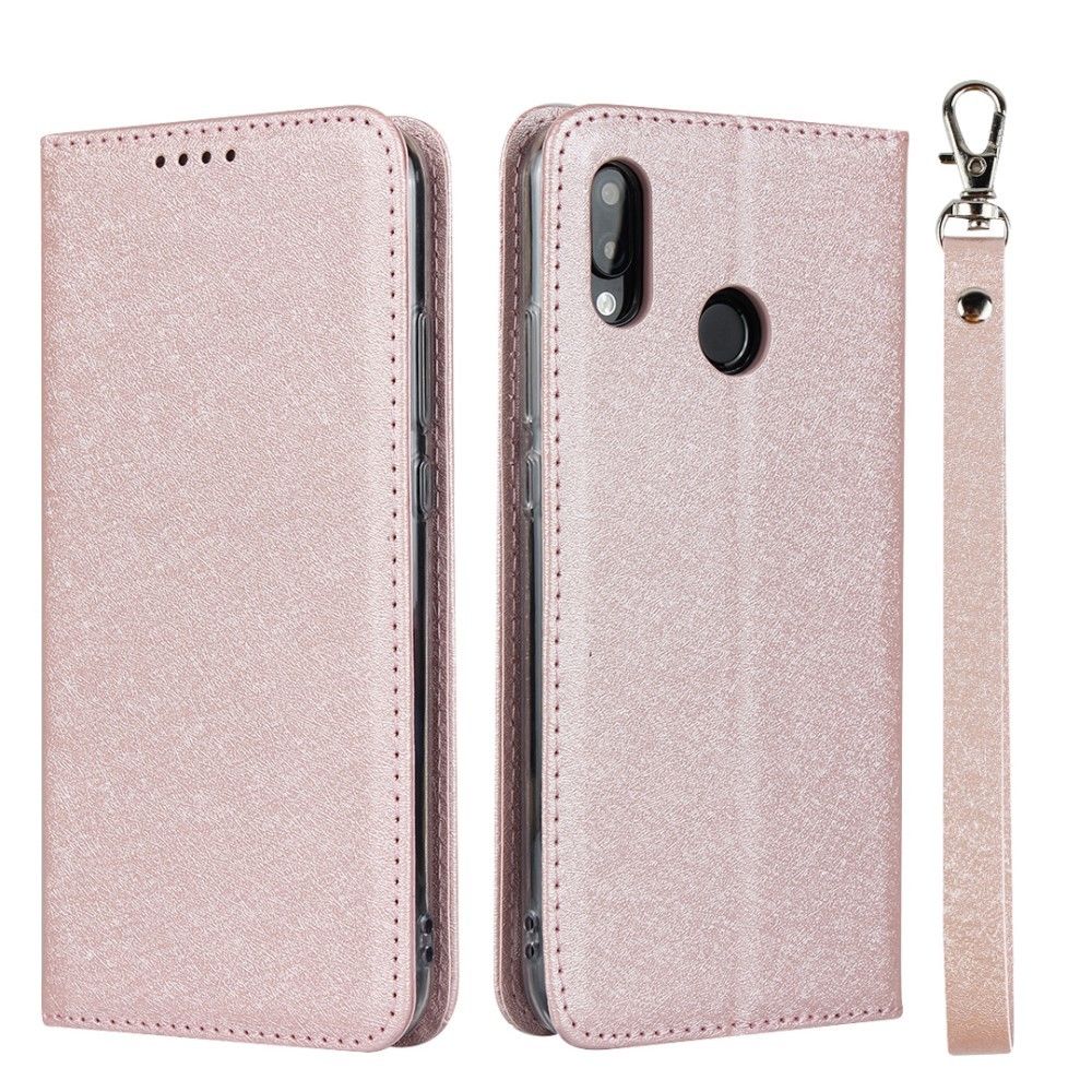 marque generique - Etui en PU peau de soie avec support or rose pour votre Huawei P20 Lite (2018)/Nova 3e - Coque, étui smartphone