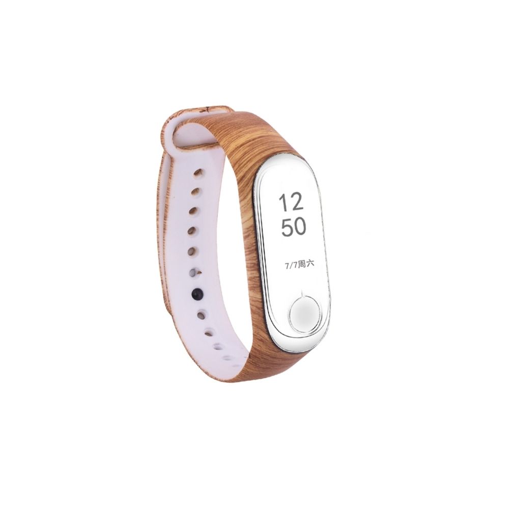 Wewoo - Bande de montre bracelet en silicone motif grain de bois pour Xiaomi Mi Band 3, compatible avec Mi Band 3 CA3657B - Bracelet connecté