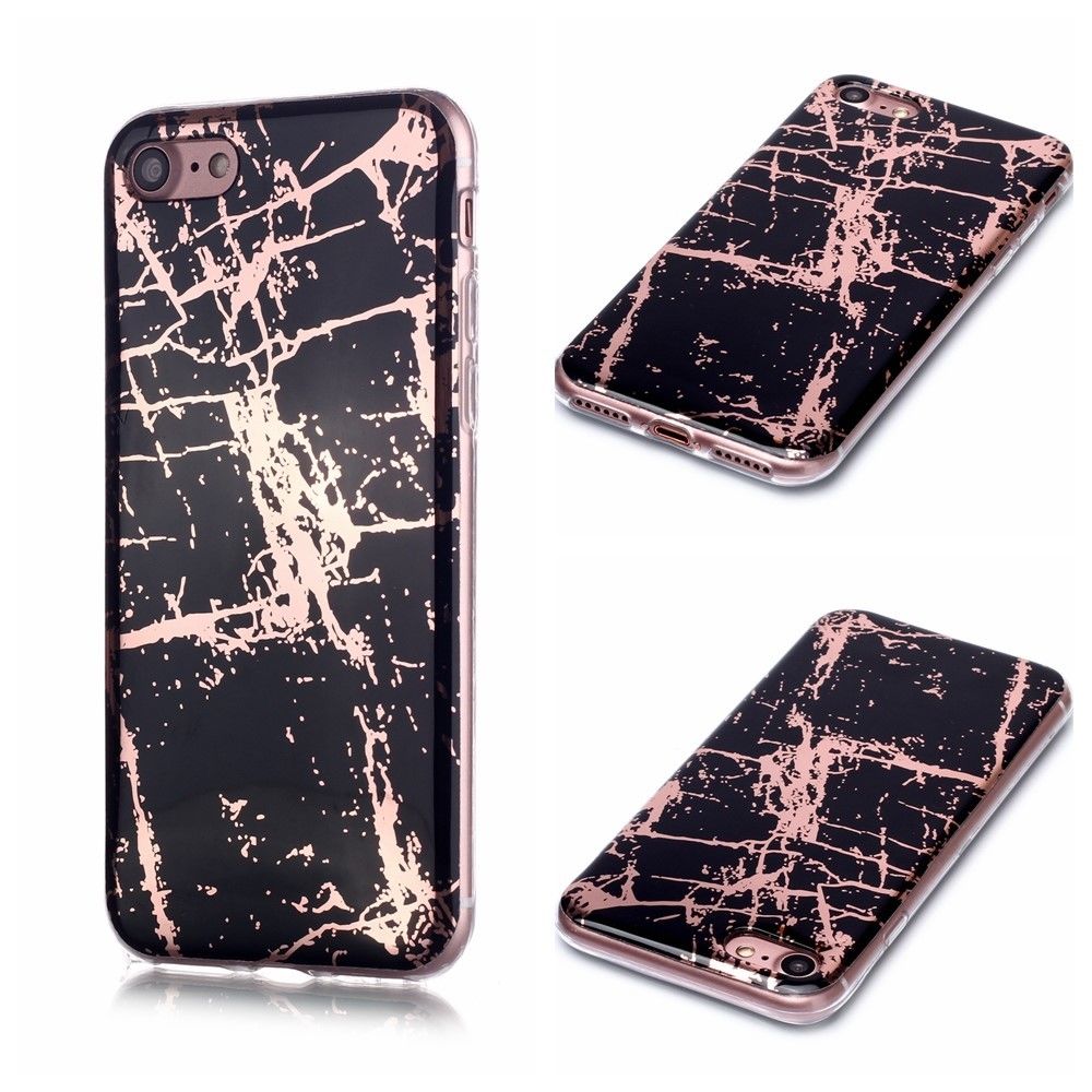 Generic - Coque en TPU motif marbre or rose imd noir pour votre Apple iPhone 8/7 - Coque, étui smartphone