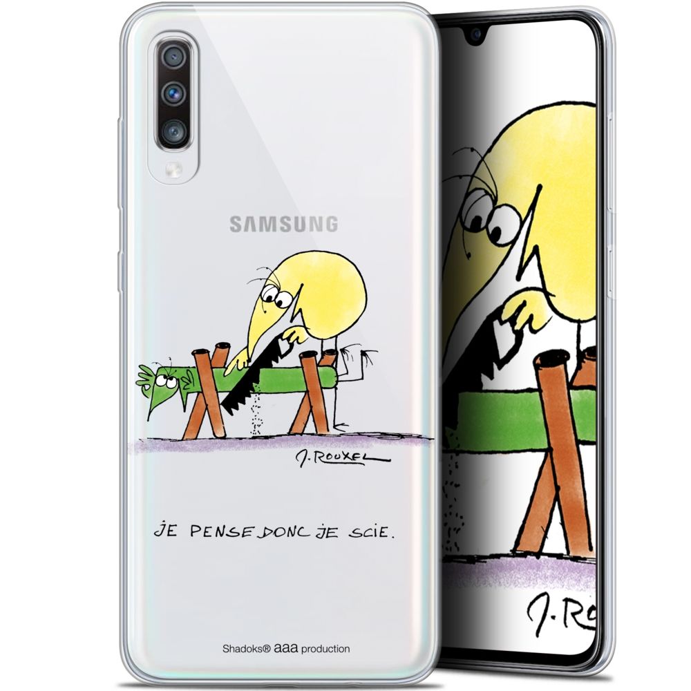Caseink - Coque Pour Samsung Galaxy A70 (6.7 ) [Gel HD Collection Les Shadoks ? Design Je pense Donc - Souple - Ultra Fin - Imprimé en France] - Coque, étui smartphone