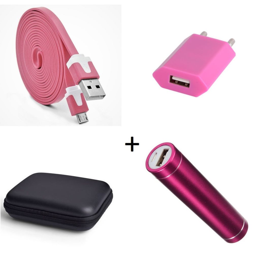 Shot - Pack pour LG G3 (Cable Chargeur Noodle Micro-USB + Pochette + Batterie + Prise Secteur) Android - Chargeur secteur téléphone