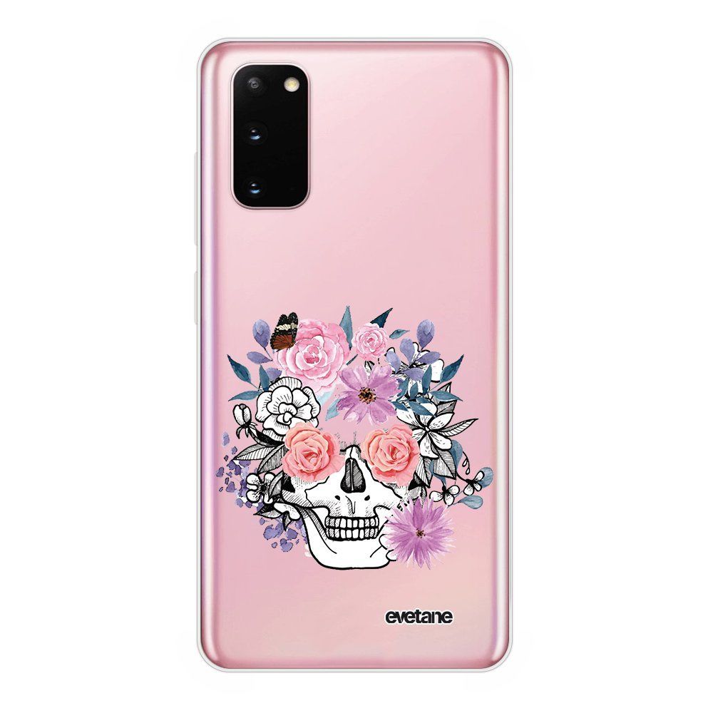 Evetane - Coque Samsung Galaxy S20 Plus souple transparente Crâne floral Motif Ecriture Tendance Evetane - Coque, étui smartphone