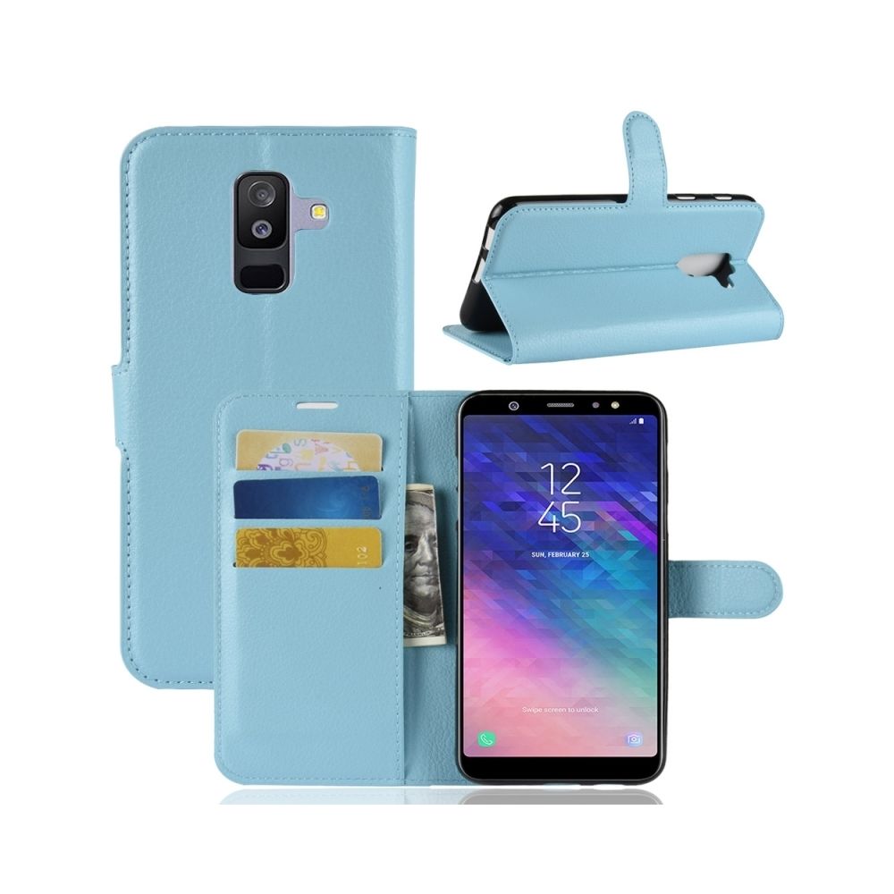 Wewoo - Housse Étui bleu pour Samsung GalaxyA6 + 2018 Litchi Texture Horizontal en cuir avec support et fentes cartes porte-monnaie - Coque, étui smartphone