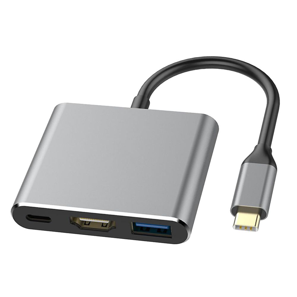 marque generique - Adaptateur 3 En 1 Type C Vers HDMI USB-C USB 3.0 Pour Macbook Pro IPad Pro Gris - Autres accessoires smartphone