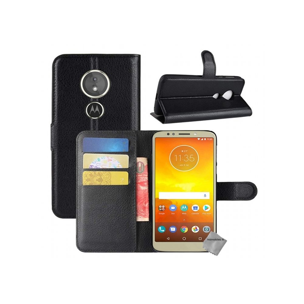 Htdmobiles - Housse etui coque portefeuille pour Motorola Moto E5 + verre trempe NOIR - Autres accessoires smartphone